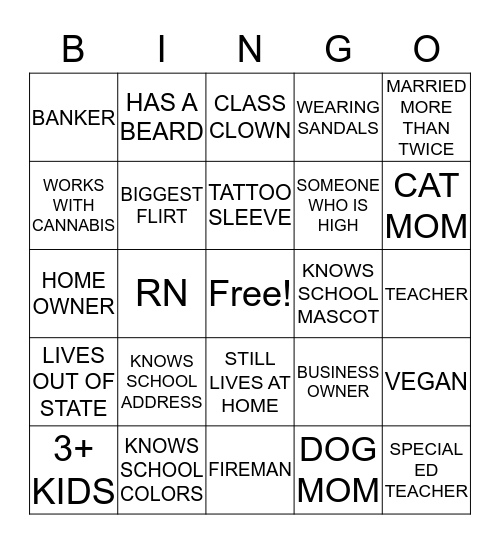 10 YEAR REUNION BINGO Card