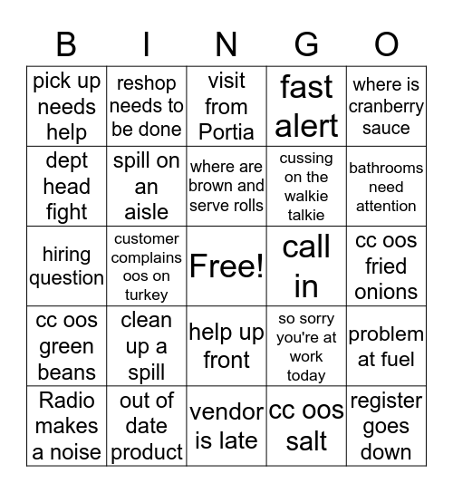 Thanksgiving Kroger Bingo Card