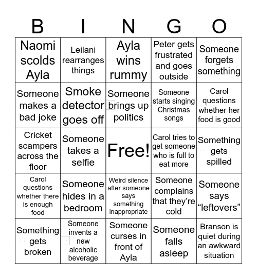 Thanksgiving Bingo Card