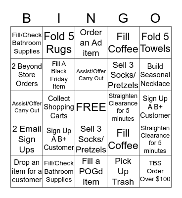 Black Friday Bingo Card