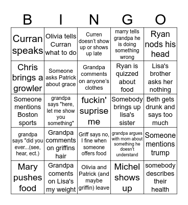 Mcquikin family thanksgiving Bingo Card