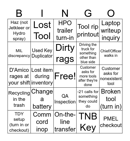 CTK Bingo - Mid Shift Bingo Card