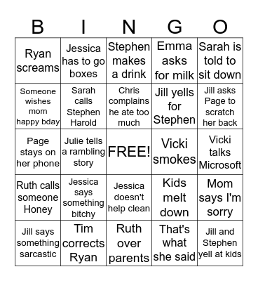 Thanksgiving 2019 Bingo Card