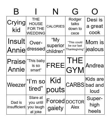 Cell Phone Bingo Card