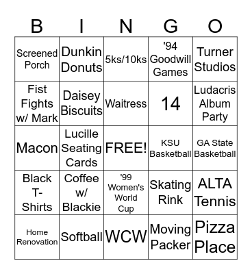 Robingo! Bingo Card