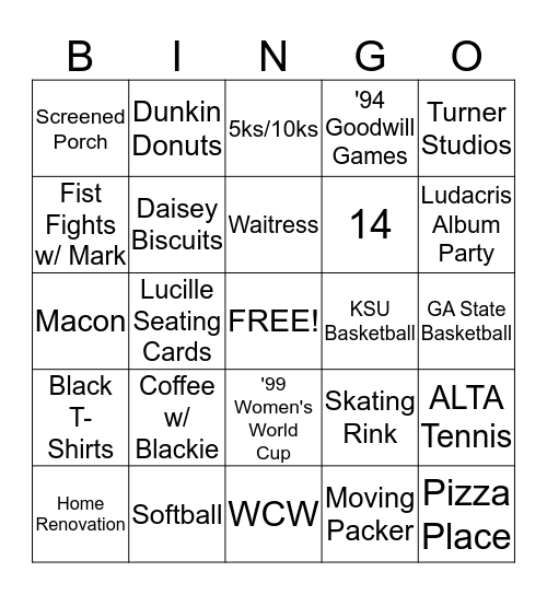 Robingo! Bingo Card