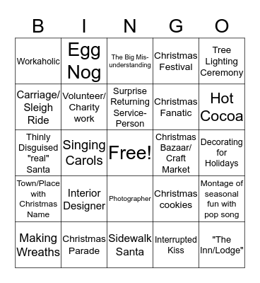 Christmas Movie Bingo Card