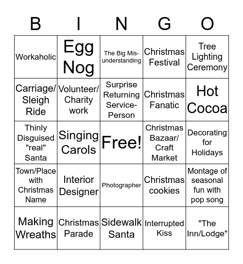 Christmas Movie Bingo Card