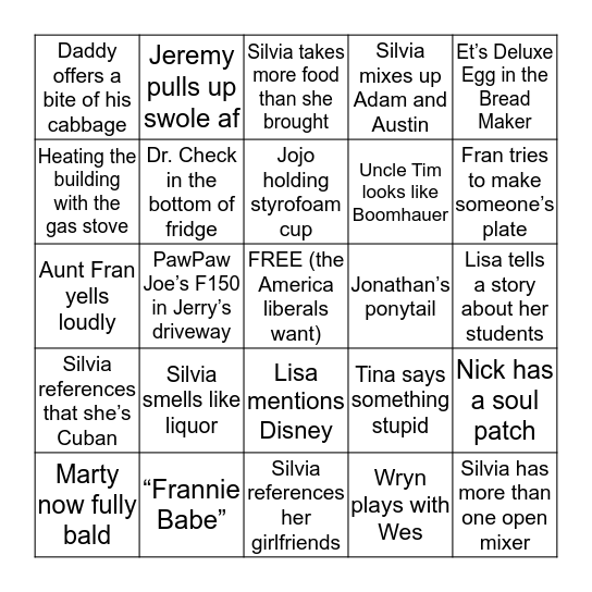 Martin Thanksgiving 2019 Bingo Card