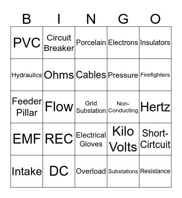 Bert's Electricity Bingo! Bingo Card