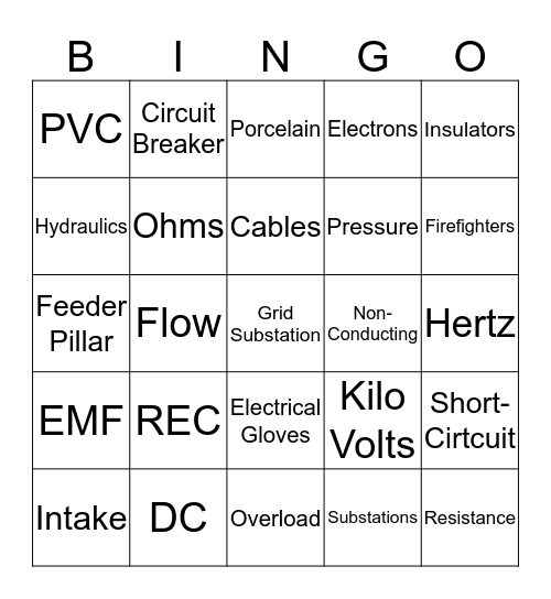 Bert's Electricity Bingo! Bingo Card