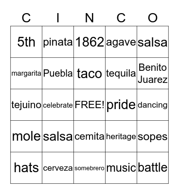 CINCO de BINGO Card