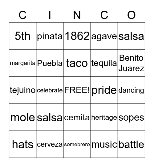 CINCO de BINGO Card