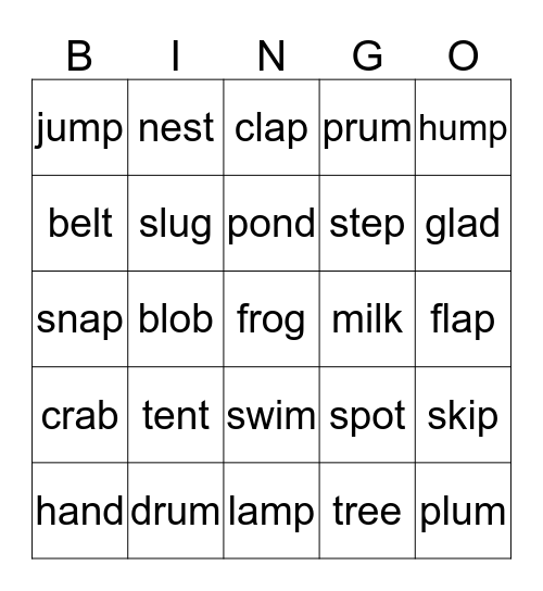 Phonics Bingo Card