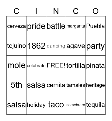 CINCO de BINGO Card