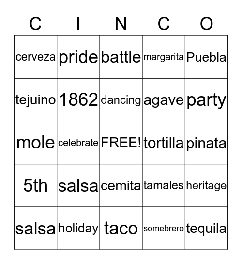 CINCO de BINGO Card