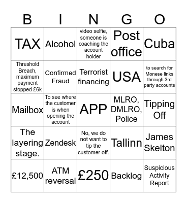 AML BIngo Card