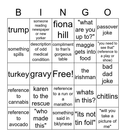 THANKSGIVING 2019 Bingo Card