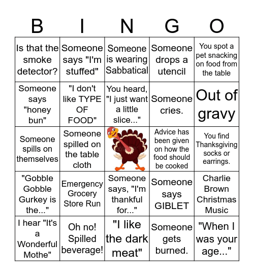 Thanksgiving Bingo Card