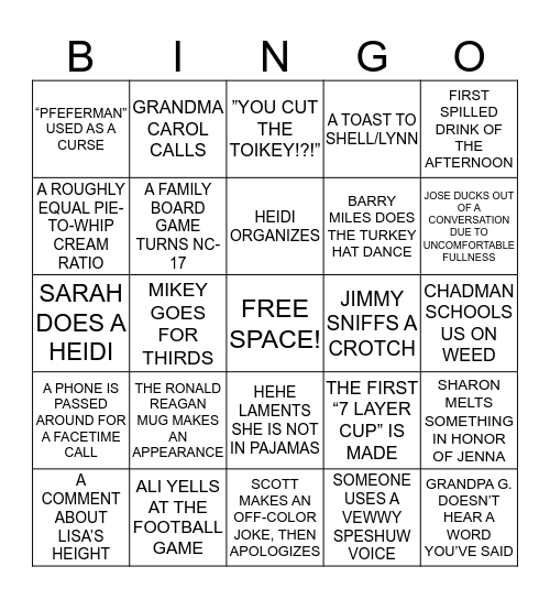 FAMILY BINGO Card