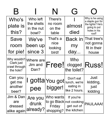 Thanksgiving Bingo Card
