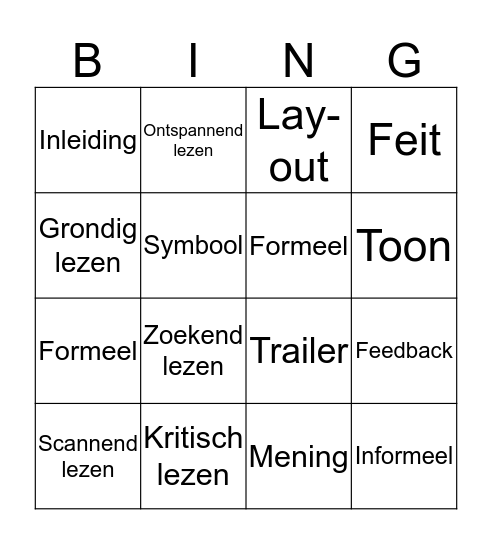 Bingo schrijven 1  Bingo Card