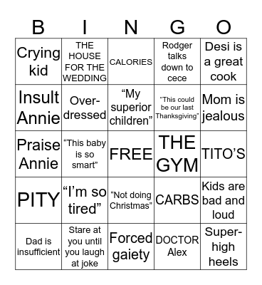 Cell Phone Bingo Card