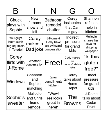 Thanksgiving 2019 Bingo Card