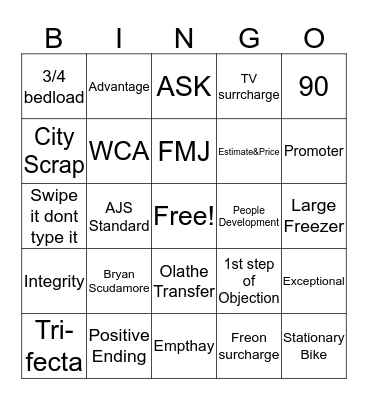 Junk Bingo Card