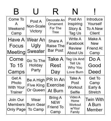 Fitmas Bingo Card
