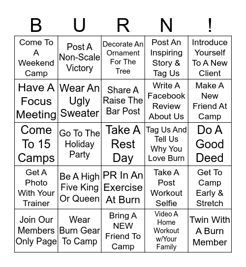 Fitmas Bingo Card