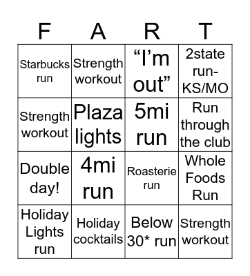 F.A.R.T. Holiday BINGO Card