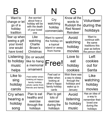 Holiday Bingo Card