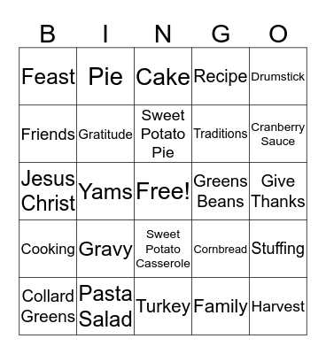 Thanksgiving Bingo Card