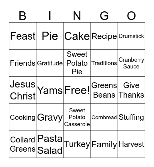 Thanksgiving Bingo Card