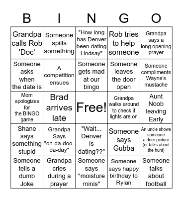 Thanksgiving BINGO Card