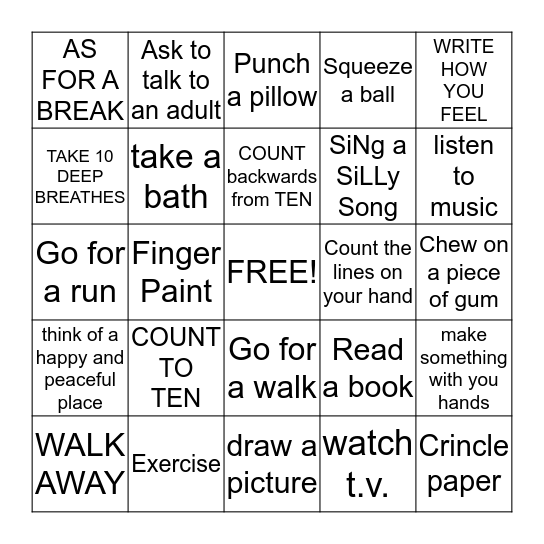 ANGER BINGO Card