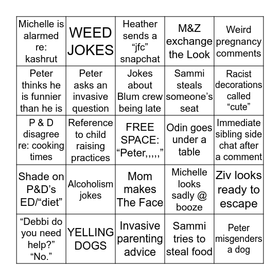 THANKSGIVING BINGO Card