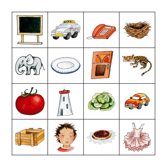 Wörterbingo- T,t Bingo Card