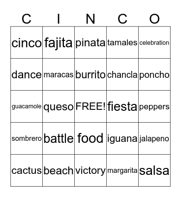 CINCO DE BINGO Card
