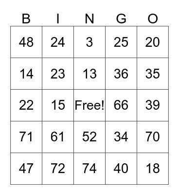 Thanksgiving Bingo! Bingo Card