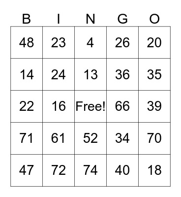 Thanksgiving Bingo! Bingo Card