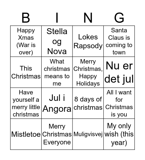 JULEMUSIK BANKO Bingo Card
