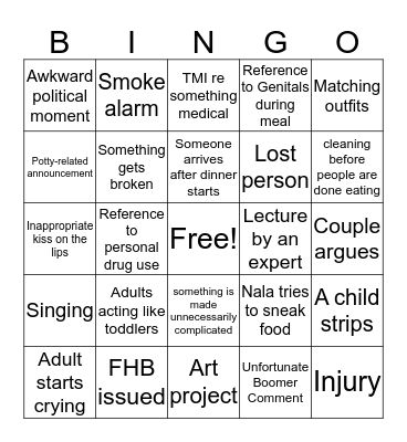 Thanksgiving Bingo 2019 Bingo Card