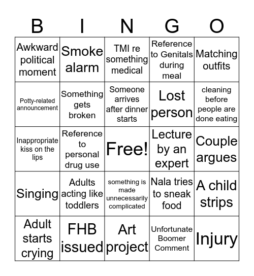 Thanksgiving Bingo 2019 Bingo Card