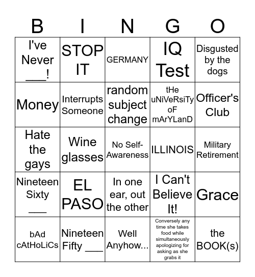 BINGOMA Bingo Card