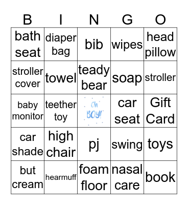 Baby Shower à Karine Bingo Card