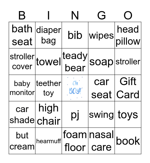 Baby Shower à Karine Bingo Card