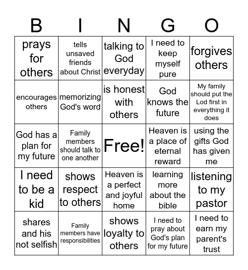 AWANA Bingo Card