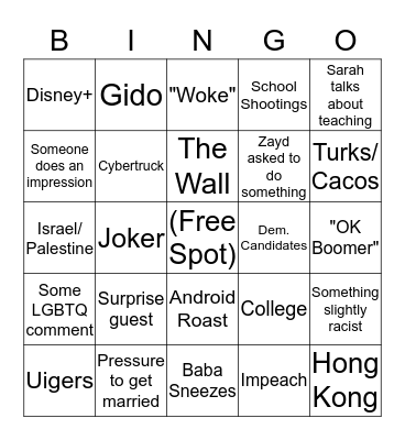 Thanksgiving Bingo Card